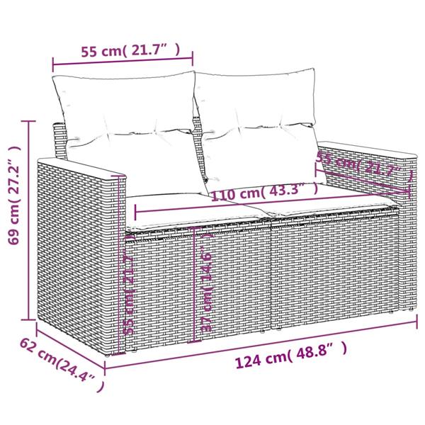 Grote foto vidaxl 4 delige loungeset met kussens poly rattan gemengd beige tuin en terras tuinmeubelen