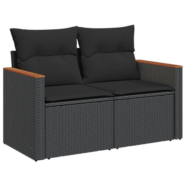 Grote foto vidaxl 4 delige loungeset met kussens poly rattan zwart tuin en terras tuinmeubelen