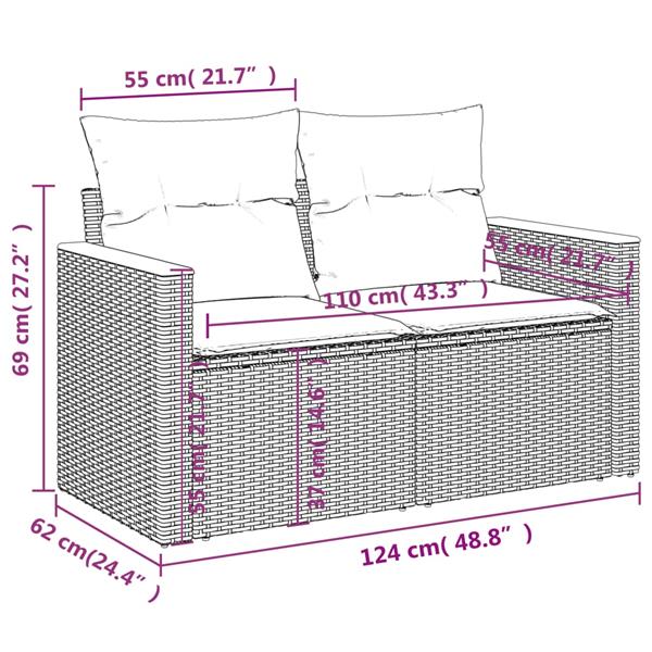 Grote foto vidaxl 5 delige loungeset met kussens poly rattan zwart tuin en terras tuinmeubelen