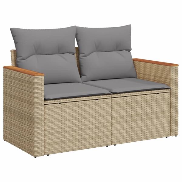 Grote foto vidaxl 4 delige loungeset met kussens poly rattan gemengd beige tuin en terras tuinmeubelen