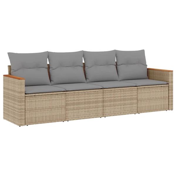 Grote foto vidaxl 4 delige loungeset met kussens poly rattan gemengd beige tuin en terras tuinmeubelen