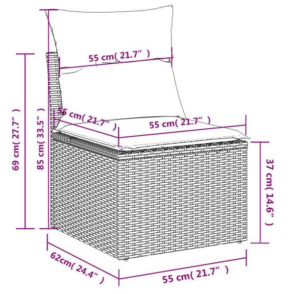 Grote foto vidaxl 4 delige loungeset met kussens poly rattan gemengd beige tuin en terras tuinmeubelen