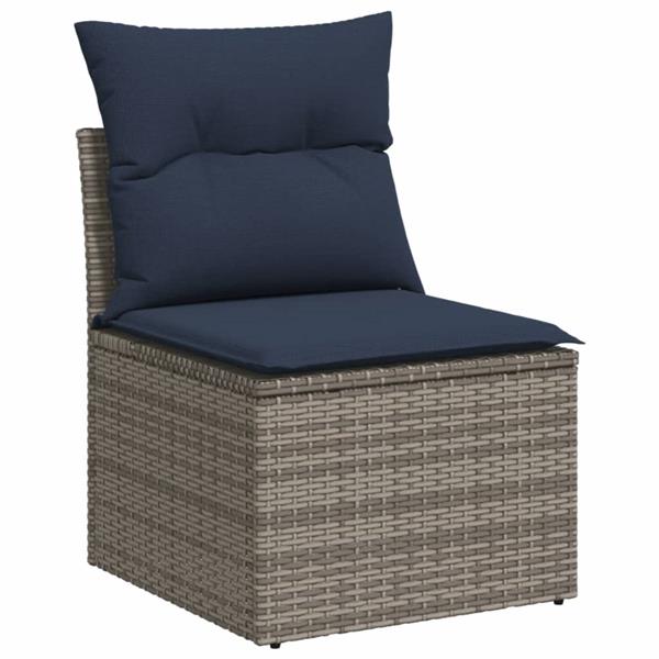 Grote foto vidaxl 3 delige loungeset met kussens poly rattan grijs tuin en terras tuinmeubelen