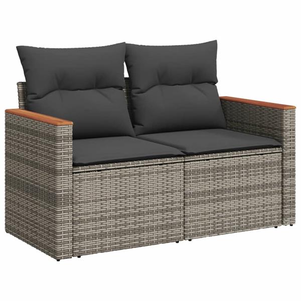 Grote foto vidaxl 3 delige loungeset met kussens poly rattan grijs tuin en terras tuinmeubelen