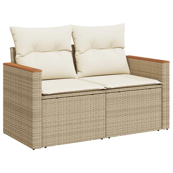 Grote foto vidaxl 3 delige loungeset met kussens poly rattan beige tuin en terras tuinmeubelen