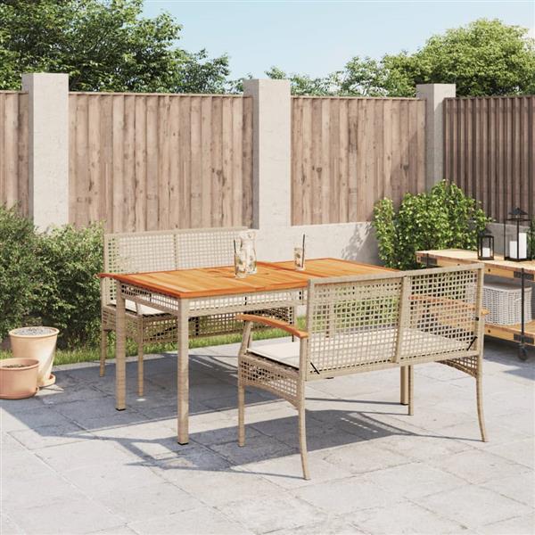 Grote foto vidaxl 3 delige tuinset met kussens poly rattan beige tuin en terras tuinmeubelen