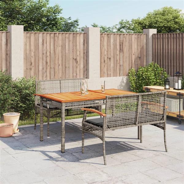 Grote foto vidaxl 3 delige tuinset met kussens poly rattan grijs tuin en terras tuinmeubelen