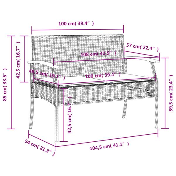 Grote foto vidaxl 3 delige tuinset met kussens poly rattan grijs tuin en terras tuinmeubelen