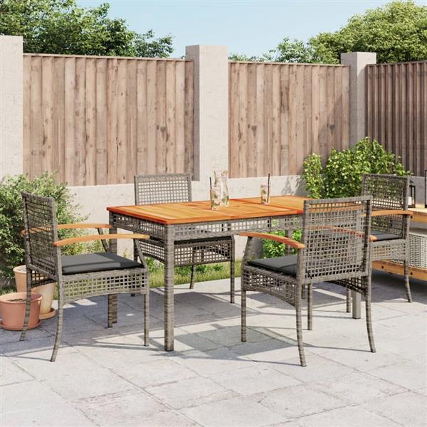 Grote foto vidaxl 5 delige tuinset met kussens poly rattan grijs tuin en terras tuinmeubelen