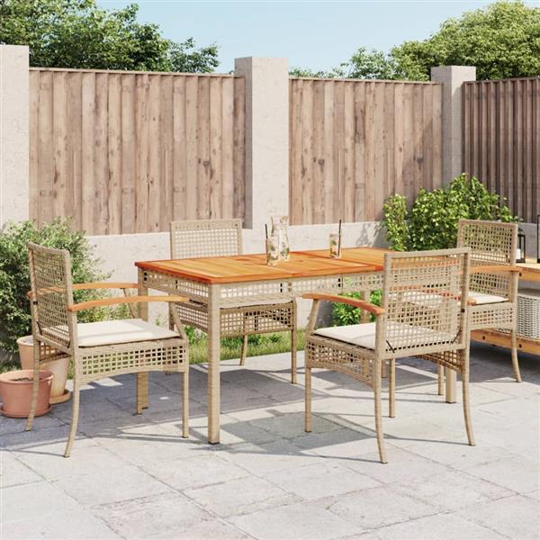 Grote foto vidaxl 5 delige tuinset met kussens poly rattan beige tuin en terras tuinmeubelen