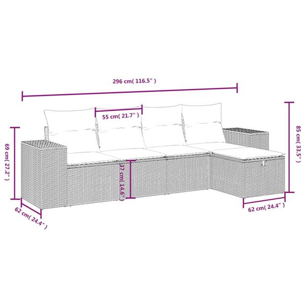 Grote foto vidaxl 5 delige loungeset met kussens poly rattan zwart tuin en terras tuinmeubelen