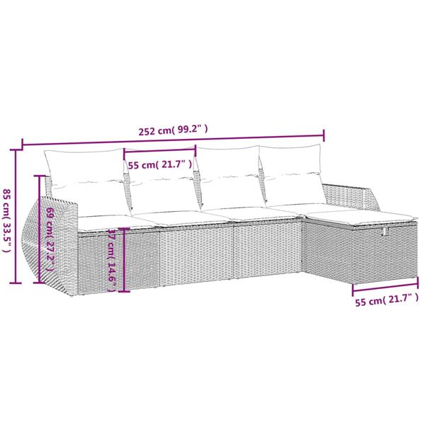 Grote foto vidaxl 5 delige loungeset met kussens poly rattan zwart tuin en terras tuinmeubelen