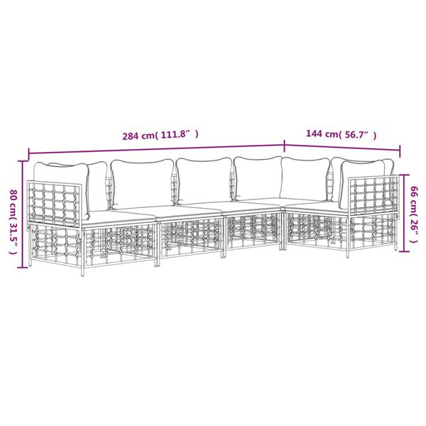 Grote foto vidaxl 5 delige loungeset met kussens poly rattan antracietkleurig tuin en terras tuinmeubelen