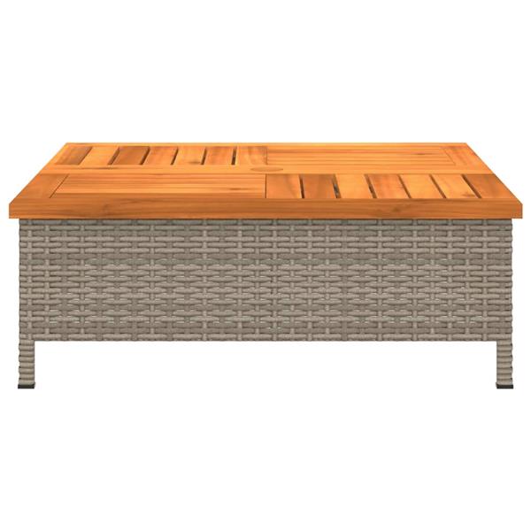 Grote foto vidaxl tuintafel 70x70x25 cm poly rattan en acaciahout grijs tuin en terras tuinmeubelen