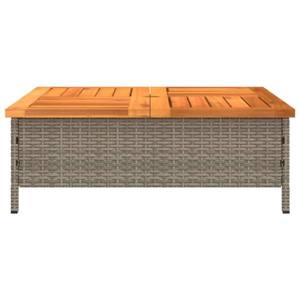 Grote foto vidaxl tuintafel 70x70x25 cm poly rattan en acaciahout grijs tuin en terras tuinmeubelen