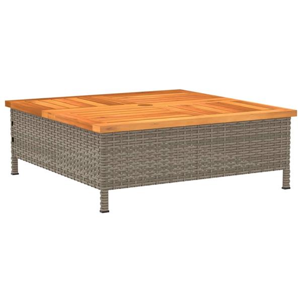 Grote foto vidaxl tuintafel 70x70x25 cm poly rattan en acaciahout grijs tuin en terras tuinmeubelen