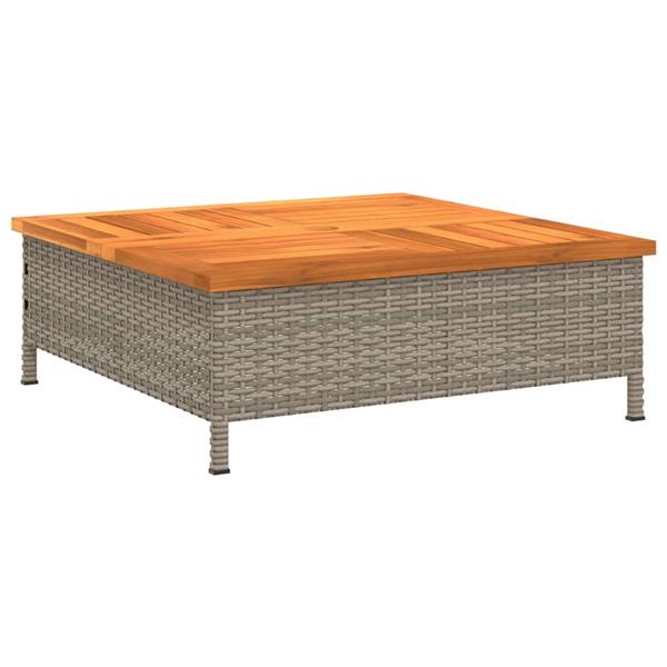 Grote foto vidaxl tuintafel 70x70x25 cm poly rattan en acaciahout grijs tuin en terras tuinmeubelen