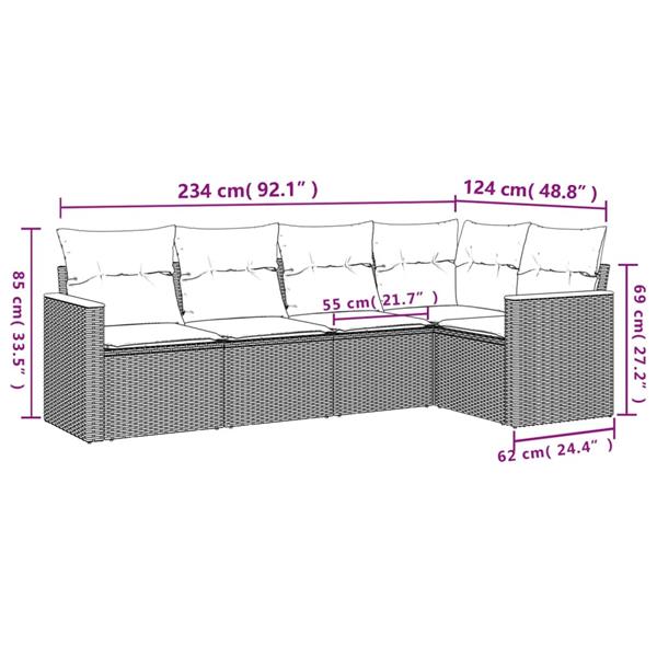 Grote foto vidaxl 6 delige loungeset met kussens poly rattan zwart tuin en terras tuinmeubelen