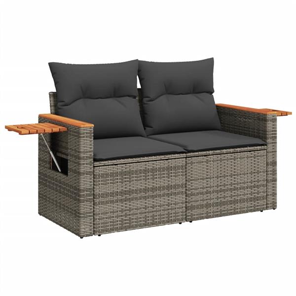 Grote foto vidaxl 5 delige loungeset met kussens poly rattan grijs tuin en terras tuinmeubelen