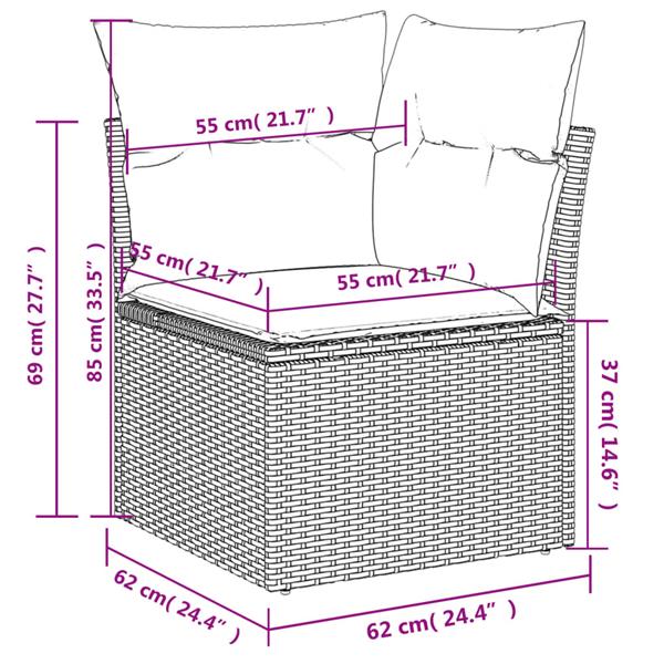 Grote foto vidaxl 5 delige loungeset met kussens poly rattan zwart tuin en terras tuinmeubelen