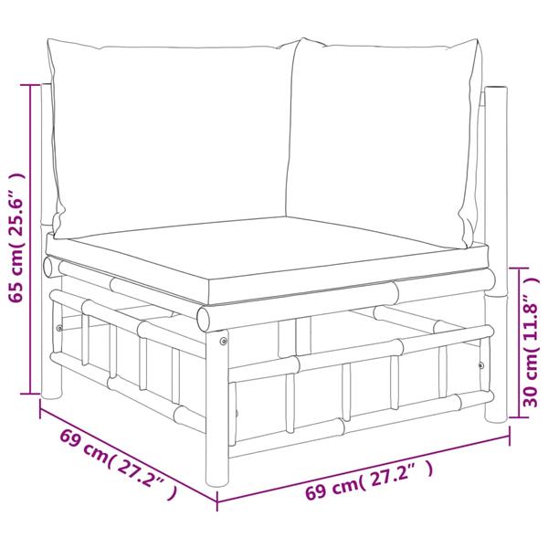 Grote foto vidaxl 5 delige loungeset met kussens bamboe cr mewit tuin en terras tuinmeubelen