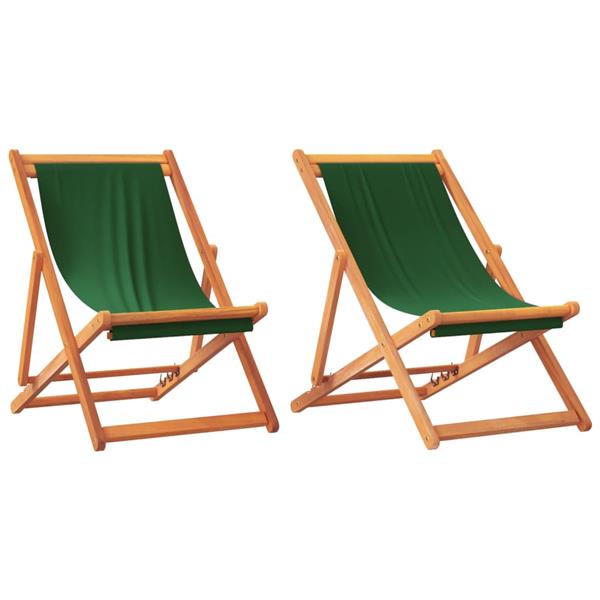 Grote foto vidaxl strandstoelen 2 st inklapbaar stof groen tuin en terras tuinmeubelen