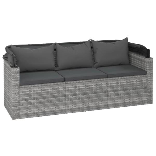 Grote foto vidaxl 4 delige loungeset met kussens poly rattan grijs tuin en terras tuinmeubelen