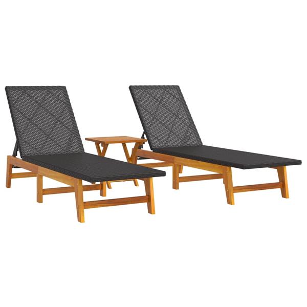 Grote foto vidaxl 3 delige loungeset poly rattan en massief acaciahout tuin en terras tuinmeubelen