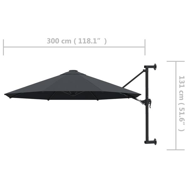 Grote foto vidaxl wandparasol met metalen paal 300 cm antraciet tuin en terras overige tuin en terras