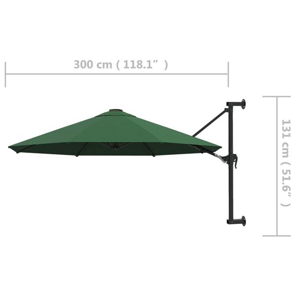 Grote foto vidaxl wandparasol met metalen paal 300 cm groen tuin en terras overige tuin en terras