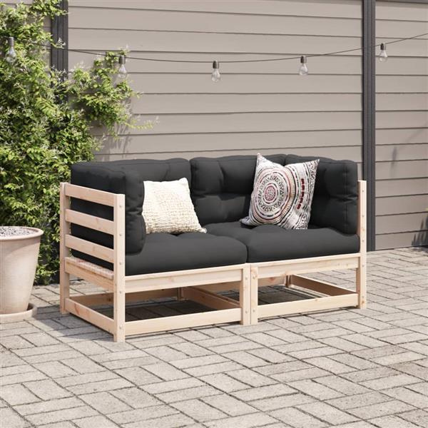 Grote foto vidaxl 2 delige loungeset massief grenenhout tuin en terras tuinmeubelen