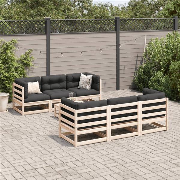 Grote foto vidaxl 7 delige loungeset massief grenenhout tuin en terras tuinmeubelen