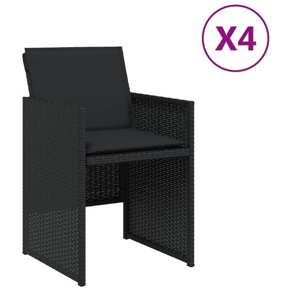 Grote foto vidaxl tuinstoelen 4 st met kussens poly rattan zwart tuin en terras tuinmeubelen