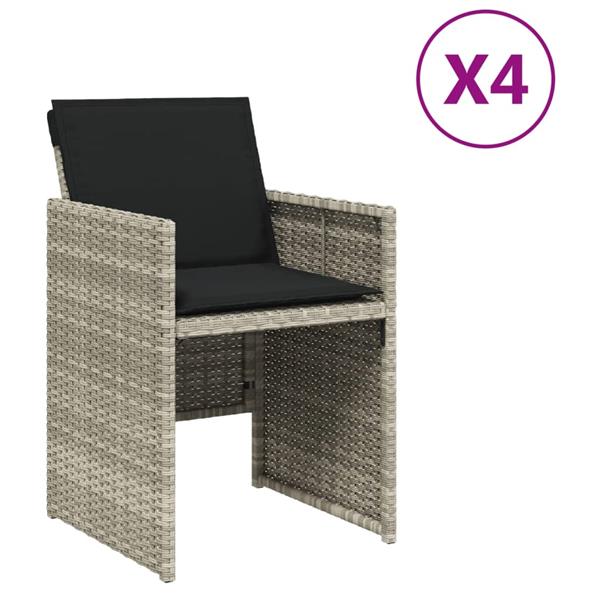 Grote foto vidaxl tuinstoelen 4 st met kussens poly rattan lichtgrijs tuin en terras tuinmeubelen