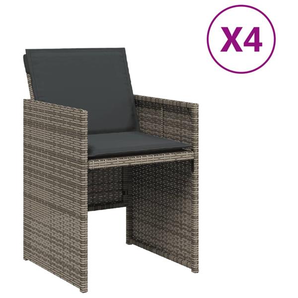 Grote foto vidaxl tuinstoelen 4 st met kussens poly rattan grijs tuin en terras tuinmeubelen