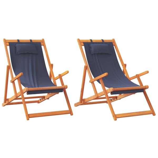 Grote foto vidaxl strandstoelen 2 st inklapbaar stof blauw tuin en terras tuinmeubelen