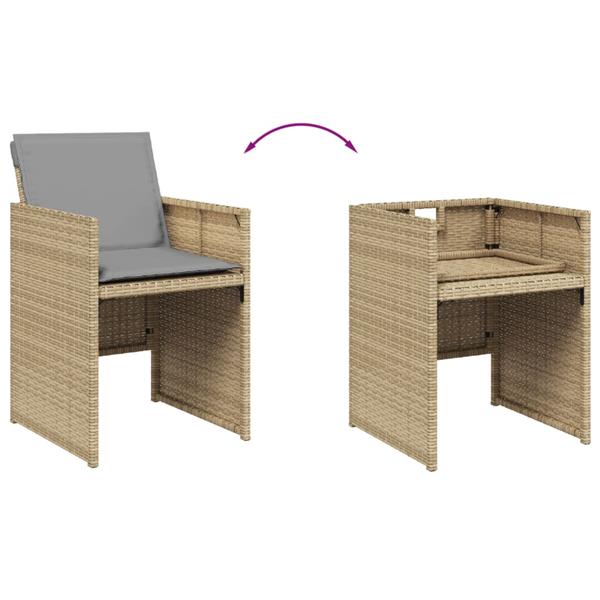 Grote foto vidaxl tuinstoelen 4 st met kussens poly rattan gemengd beige tuin en terras tuinmeubelen