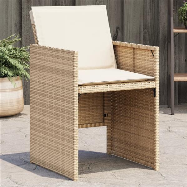 Grote foto vidaxl tuinstoelen 4 st met kussens poly rattan beige tuin en terras tuinmeubelen