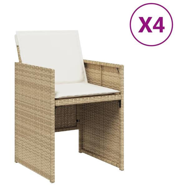 Grote foto vidaxl tuinstoelen 4 st met kussens poly rattan beige tuin en terras tuinmeubelen