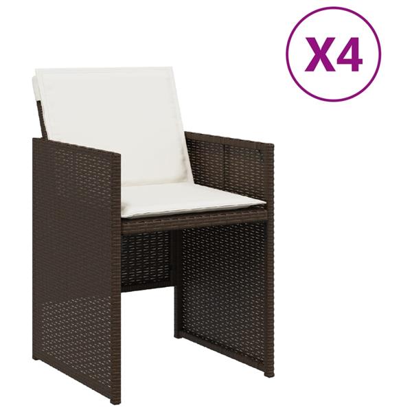 Grote foto vidaxl tuinstoelen 4 st met kussens poly rattan bruin tuin en terras tuinmeubelen