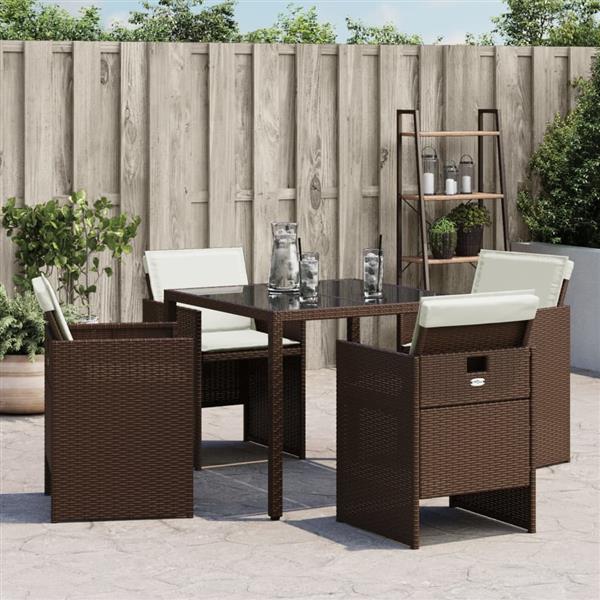 Grote foto vidaxl tuinstoelen 4 st met kussens poly rattan bruin tuin en terras tuinmeubelen