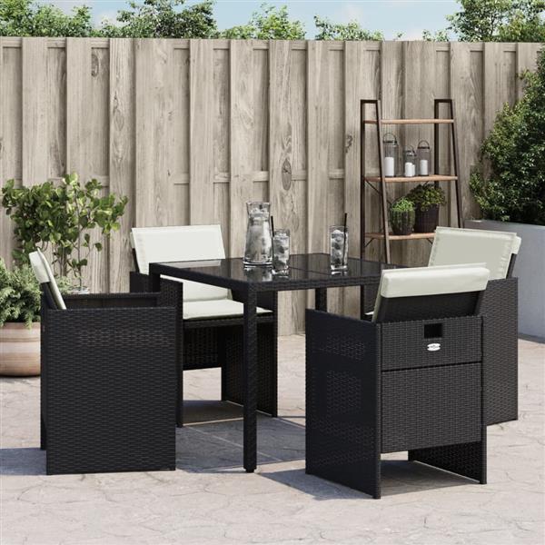 Grote foto vidaxl tuinstoelen 4 st met kussens poly rattan zwart tuin en terras tuinmeubelen