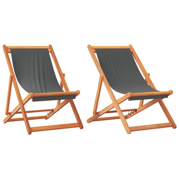 Grote foto vidaxl strandstoelen 2 st inklapbaar stof grijs tuin en terras tuinmeubelen