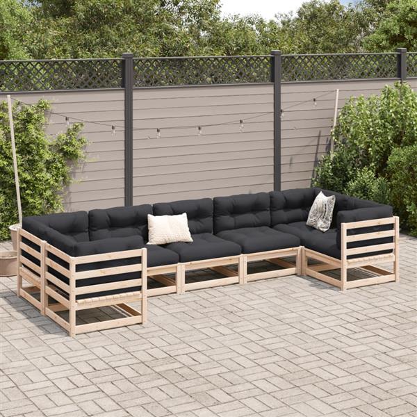 Grote foto vidaxl 7 delige loungeset massief grenenhout tuin en terras tuinmeubelen