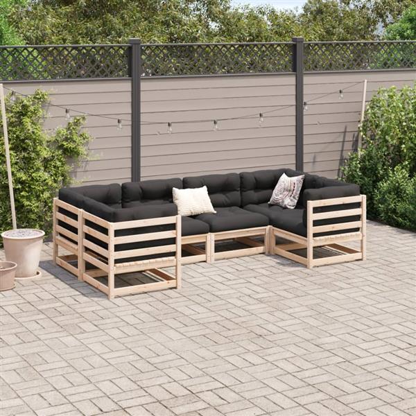 Grote foto vidaxl 6 delige loungeset massief grenenhout tuin en terras tuinmeubelen