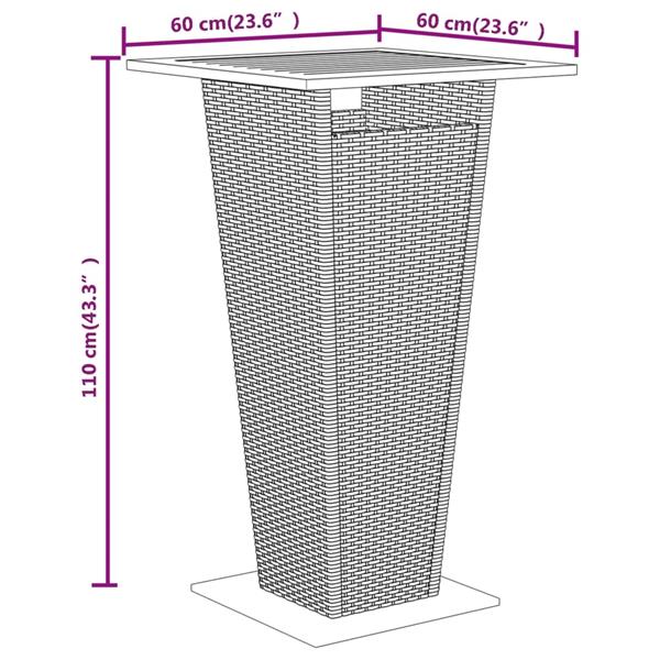 Grote foto vidaxl 3 delige tuinbarset poly rattan en massief acaciahout zwart tuin en terras tuinmeubelen