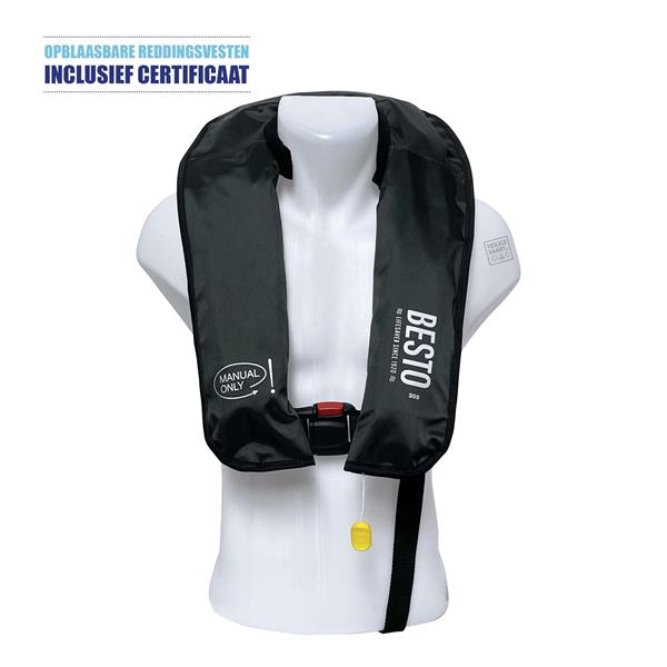 Grote foto besto reddingsvest 300n groen manueel zonder harnas visser editie watersport en boten watersportkleding