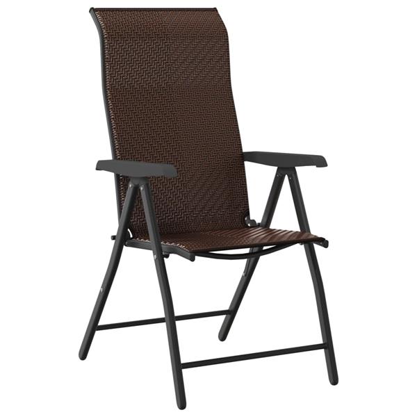 Grote foto vidaxl tuinstoelen 2 st inklapbaar poly rattan bruin tuin en terras tuinmeubelen