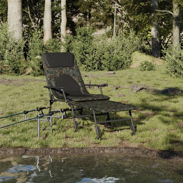 Grote foto vidaxl visbed met verstelbare modderpoten inklapbaar camouflage tuin en terras tuinmeubelen