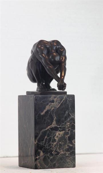 Grote foto beeld de duiker 23 cm bronze marble antiek en kunst curiosa en brocante